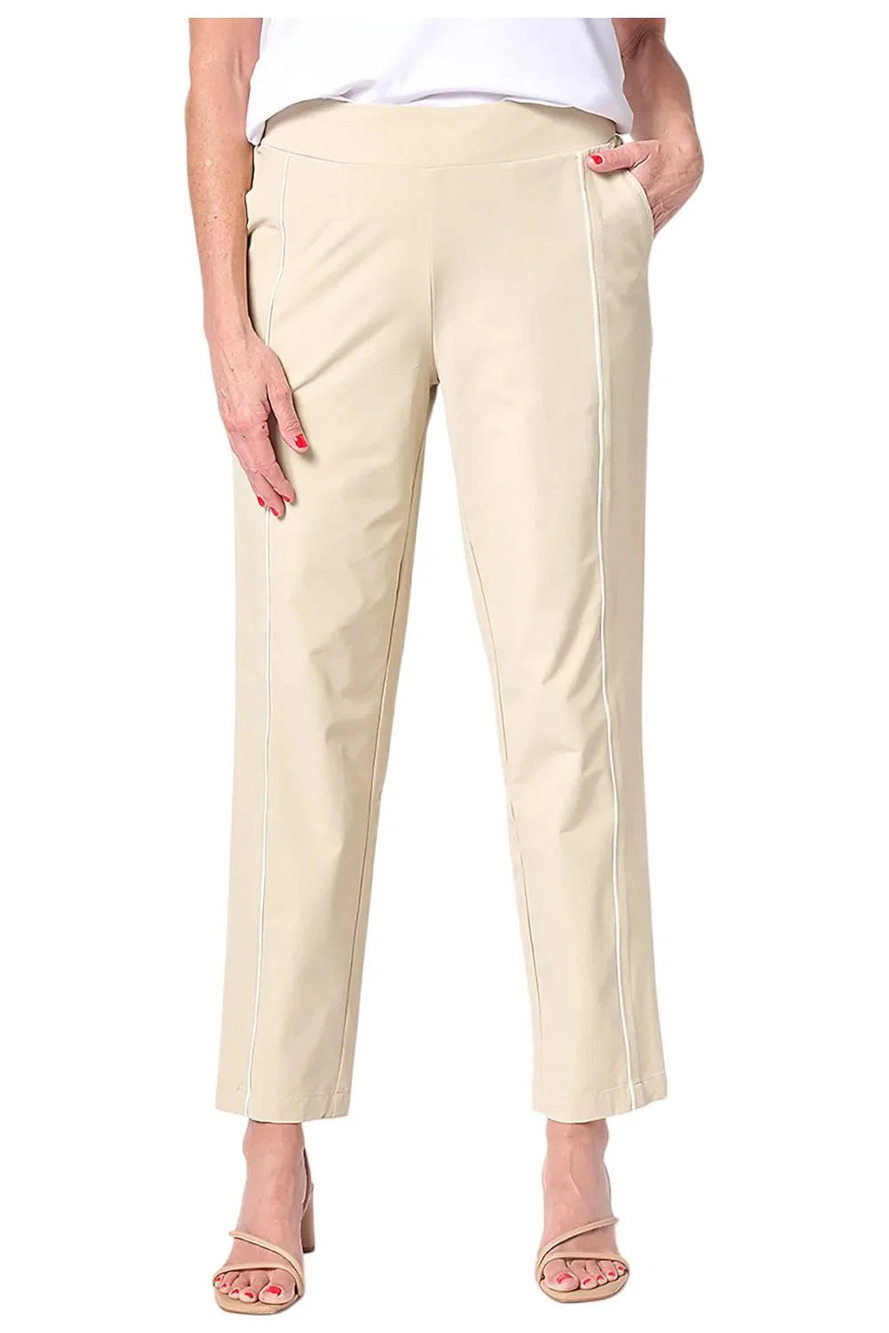 Isaac Mizrahi Live! Women's Clubhouse Stretch Tech Woven Pants Sand - Regular